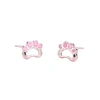 s925 plata esterlina aguja perla amor gato pendientes mujeres pequeño y simple earpieces dulce y lindo pendiente gota esmalte al por mayor marea Item Picture